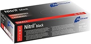Meditrade Nitrile Black, Nitrile Examination Gloves, Black, Small