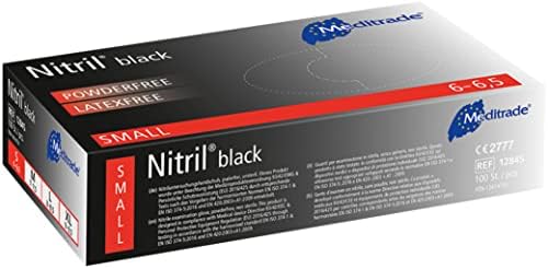 Meditrade Nitrile Black, Nitrile Examination Gloves, Black, Small