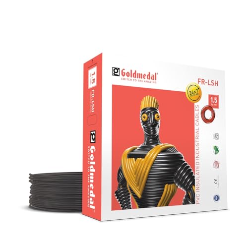 Goldmedal 90 Meter 1100V 1.5 Sq mm FR-LSH Electric Wire (BLACK) - Pack of 1 | Wire for Domestic & Industrial Connection Use | Multi-Strand, PVC Electrical Insulated Copper Wire (B0DGL3J9ZT) Amazon Price History, Amazon Price Tracker