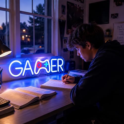 Image of Blue Neon Sign Led Neon Lights Signs for Wall Decor USB Powered Led Signs for Room Decoration-Gamer