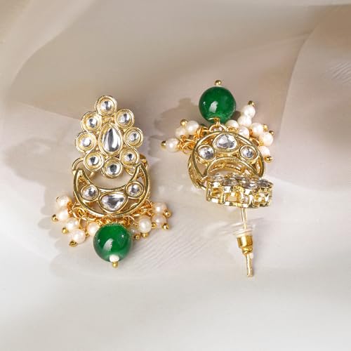 Image of Rubans Necklace Maangtikka Set Gold Plated Kundan & Pearl Jewellery Gift for Women & Girls