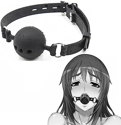 Iron-Story Bola de Boca de Silicona de Cuero Negro para Parejas