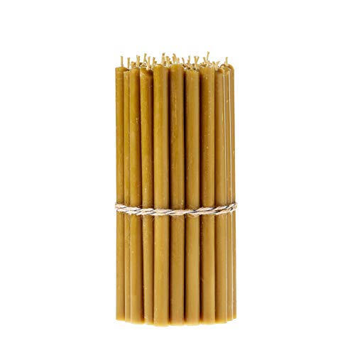 Danilovo 20 Stück Kerzen 100 % Bienenwachs - Traditionell, Ritual, Gebet, Festlich, Tisch Kerzen - Ungiftig, Tropffrei, Nachhaltige Produkte, A1, Höhe 20,5 cm, Ø 1,2 cm Cover