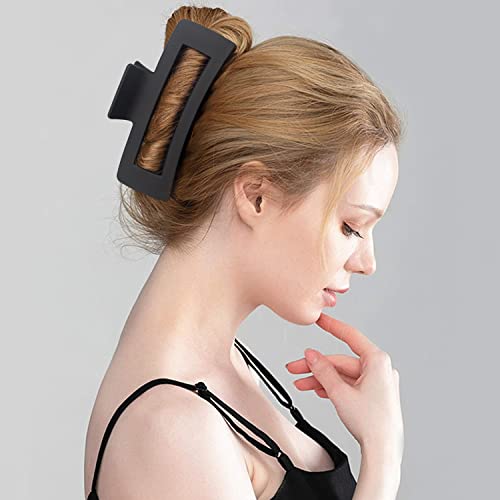 4 Pack Extra Large Hair Claw Clips For Women, 5'' Hair Clips For Thick And Long Hair, 90'S Non-Slip Square Jaw Clips For Curly Hair, Strong Hold Matte Hair Clamps (Black) #TOP2
