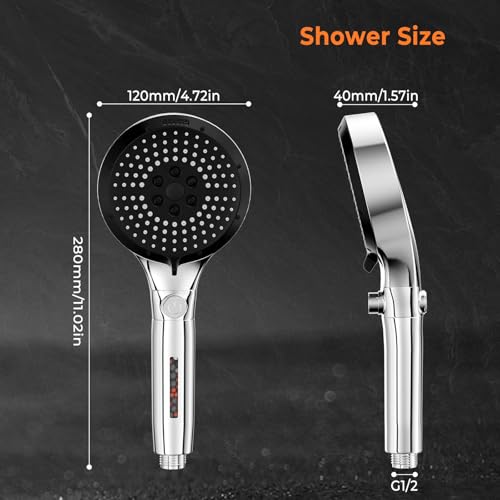 Vinabo Doccino Per Doccia, Soffione Doccia Anticalcare Con 6 Modi Funzione, Soffione Doccia Alta Pressione Con Filtrazione A 3 Strati, Telefono Doccia Universale - Argento - 7