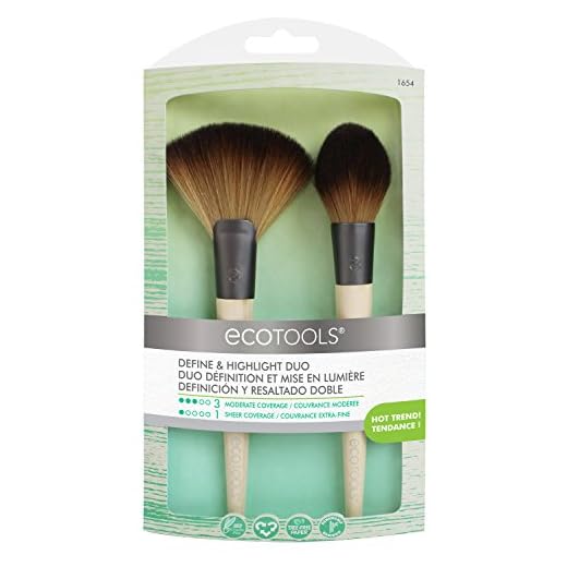 EcoTools Define & Highlight Duo, Makeup Brush Set for Powder, Bronzer, & Highlighter
