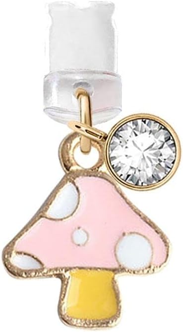 Miniatura 2 de ELISE & FONDA CP169 Puerto de carga USB anti polvo enchufe pequeño hongo colgante encanto para iPhone 11XS MAXXRX8 Plus76S7SE iPad iPod (rosa),