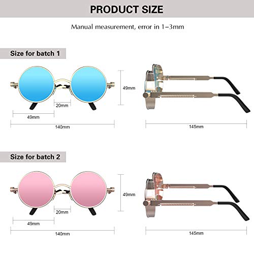 Image of PROUDDEMON Retro Gothic Steampunk Sunglasses for Women Men Round Lens Metal Frame