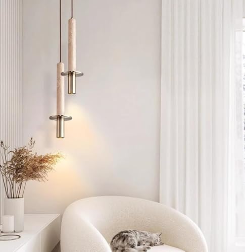Suspension LED en travertin jaune pour éclairage doux - 3