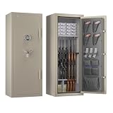 SMARTHIVE 40-Min Fireproof Gun Safe (1200°F) - Quick Access Rifle/Pistol Safe, Heavy-Duty Fire Resistant Gun Cabinet (Brown, 11.9)