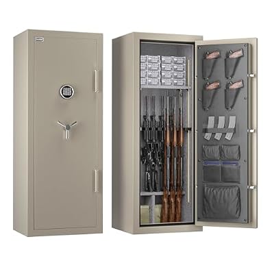 SMARTHIVE 40-Min Fireproof Gun Safe (1200°F) - Quick Access Rifle/Pistol Safe, Heavy-Duty Fire Resistant Gun Cabinet (Brown, 11.9)