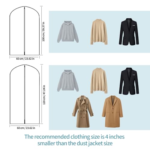 Czwander Kleidersack,12 Stück Kleidersäcke Mottensicher,6 Stück 60×100+6 Stück 60×120CM,Kleiderbeutel,Kleiderhülle,Kleidersäcke mit Reißverschluss,Anzugsack