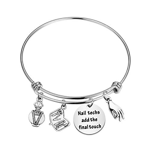 Image of BAUNA Manicurist Bangle Bracelet Nail Technician Jewelry Nail Techs Add The Final Touch Nail Graduation Gift for Nail Artist Beautician