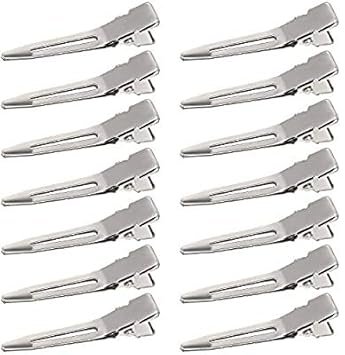 JAGMOOLYA Products 1.75 Inches Single Prong Curl Clips Silver Section Clips Metal Alligator Hair Pins Clips Clothing For Hair Extensions (Pack of 10)