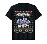 Viaje a Tokio Japón Navidad Feo suéter de Navidad Skyline Camiseta