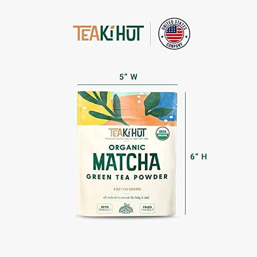 Teaki Hut Organic Matcha Green Tea Powder, 5Oz, Matcha Green Tea Powder For Baking And Cooking, Unsweetened And Delicious, Pure Matcha Powder For Smoothies, Latte, Hot And Cold Drinks, 142 Servings #TOP6