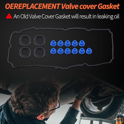 Image of HiSport Engine Valve Cover Gasket Set - Compatible with Ford Edge Flex Fusion Taurus X Lincoln MKZ MKX MKS MKT Mazda CX-9 CX-9 6 Mercury Sable 2007-2015 - Replace VS50767R