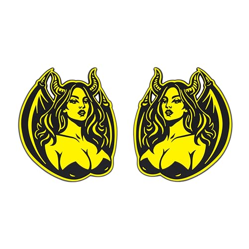 Image of Succubus Emblem, Devil Girl Demon Goddess 3D Badge, Dark Gothic Lilith Style Auto, Custom 3D Exterior Automotive Accessories, Universal Fit for Car, Truck, SUV (Set of 2) (Yellow)