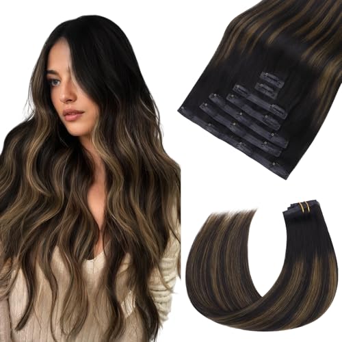 HOTBANANA Seamless Clip in Hair Extensions, 16 Inch 110g 7pcs