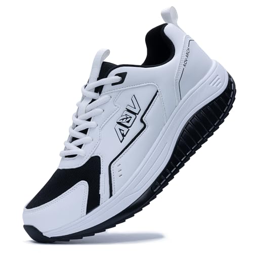 Zapatillas deportivas para hombre, con soporte de arco, ajuste extra ancho, para fascitis plantar, con plantillas ortopédicas extraíbles para caminar, correr, fitness, trotar, A Whiteblack, 40 2/3 EU