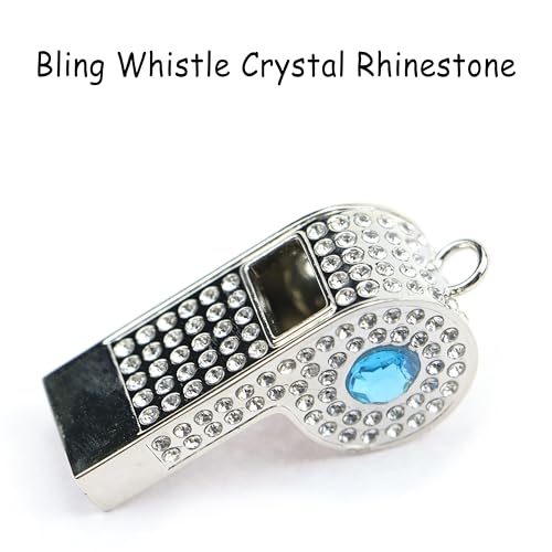 Silbato de Metal con Cadena y Rhinestones Plateado miniatura 5