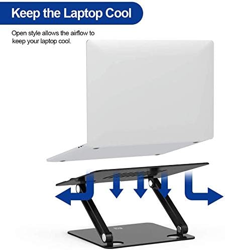 BESIGN LSX2 Aluminum Laptop Stand, Ergonomic Adjustable Notebook Stand, Riser Holder Computer Stand Compatible with Air, Pro, Dell, HP, Lenovo More 10-15.6" Laptops (Black)