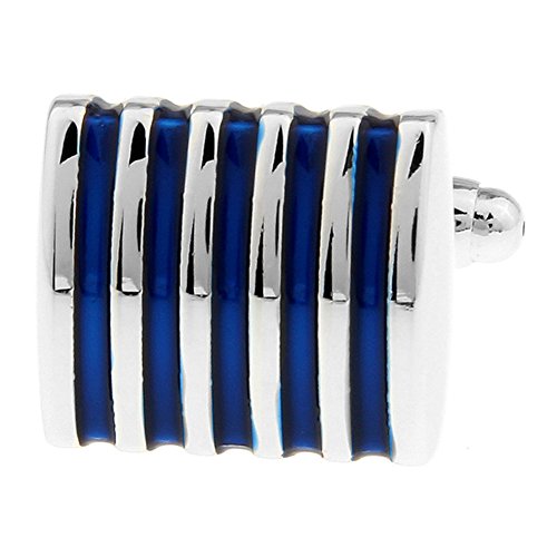 Qinlee - Gemelli da uomo con motivo a righe blu