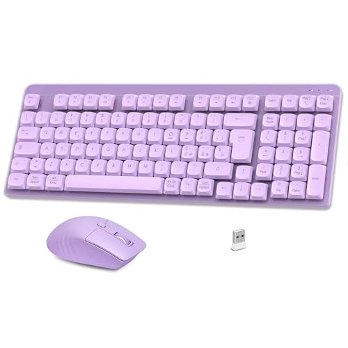 LeadsaiL Tastiera e Mouse Meccanica Wireless FA98, Basso Profilo Switch Rossi Tastiera senza Fili con ricevitore 2.4G, 96% Keyboard, 98 Tasti, Silenzioso, Italian QWERTY per PC Mac/Windows-Lavender