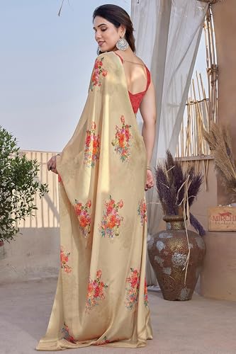 Image of MIRCHI FASHION Saree for Woman Chiffon Floral Printed | Lightweight All-Day Comfortable Women's Sari with Unstitched Blouse Piece (Available in 30 Colors)