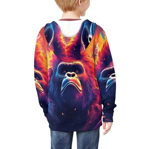 Cool Graphic Animal Hoodies for Boys Casual Daily Basic Zip Up Hoodie with Pocket4