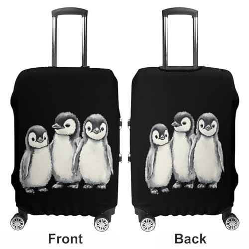 Watercolor Penguins Travel Luggage Cover for Suitcase 19-32 Inches Elastic Washable Baggage Protector3