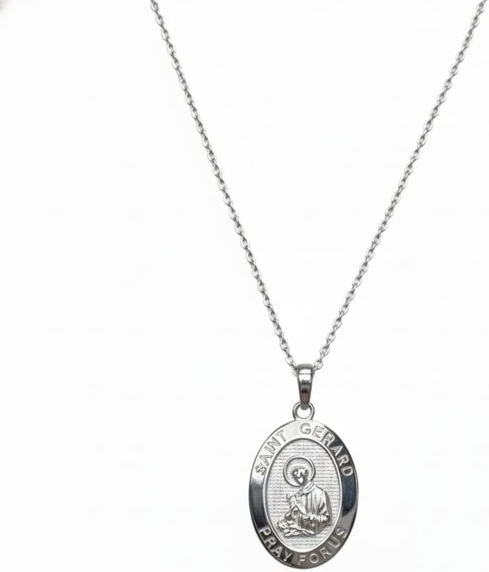Takar Gold Plated St. Gerard Necklace For Pregnancy - Vermeil Fertility Charm - Catholic Prayer For Pregnancy Necklace For Women Made In USA