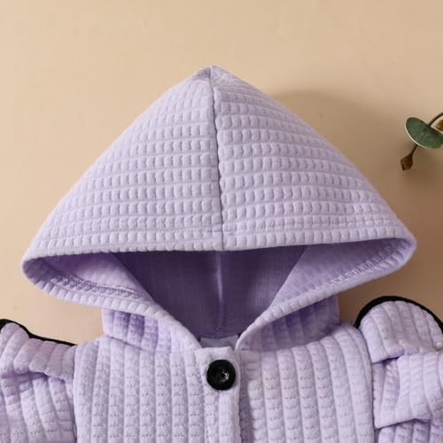 Baby Girls Button Down Hooded Coat Toddler Kids Ruffle Long Sleeve Jacket Fall Winter Outwear 3-24M4