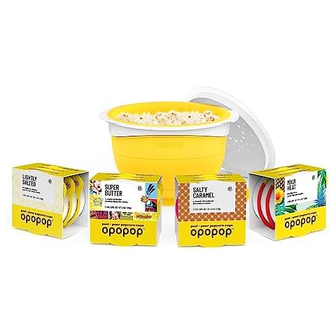 Opopop Microwave Popcorn - Variety 12-Pack Gourmet Popcorn Kit, Collapsible Silicone Popcorn Popper, Popcorn Maker, Gluten Free Snack-Sized Serving, BPA-Free and Dishwasher Safe Cover