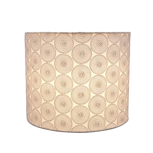 Image of Aspen Creative 31093A Transitional Drum (Cylinder) Shaped Spider Construction Lamp Shade in White with Embroidered Floral Pattern, 12 inch Wide (12 inch x 12 inch x 10 inch)