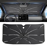 DAZANZAN 2026 Upgraded Windshield Sun Shade Umbrella [7-Layer Vinyl Coating Heat Shield] Foldable Front Window Sunshade Umbrella Flexible Handle Protect Interior from UV Keep Car Cooler (57" x 31")