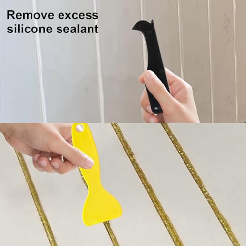 12 STK Silikon Abzieher Set, Silikon Fugenglätter Silikon Caulking Werkzeug, Silikonabzieher Fugenabzieher, Silikonfugen Abzieher, Silikonentferner für Küche Bad Acryl Harz, inkl. 2 Silikon Schaber