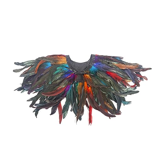 HOMELEX Black Witch Feather Collar Crow Shawl Costume Halloween Swan Wings Accessories Cape for Women - Thumbnail 5