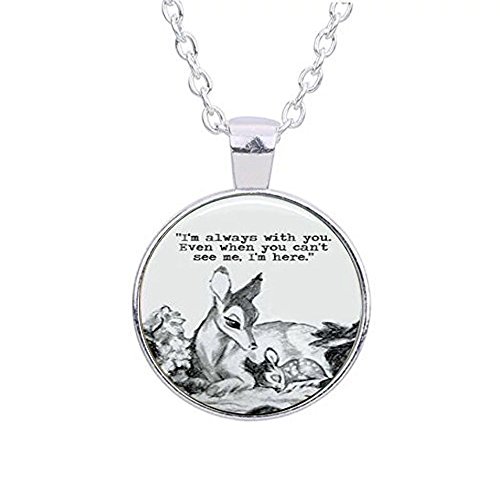 Oval Bambi & Mother 'Always with you' quote dome Keychain,Unique Key Ring Customized Gift，Everyday Gift Key Chain