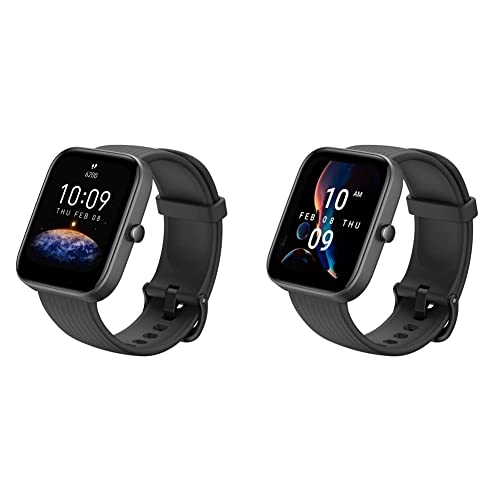 Amazfit Bip 3 Smart Watch for Android iPhone, (Black) & Bip 3 Pro Smart Watch for Android iPhone, 4 Satellite Positioning Systems, 1.69
