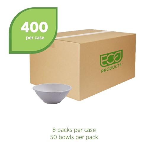 ECO PRODUCTS Compostable 40oz Molded Fiber Wide Bowls, Case of 400, Vanguard WorldView, Disposable, White, No PFAS, Lid Available, Tree-free Sugarcane, Soup Pasta Bowl, ASTM Compliant, BPI-Certified by ECO PRODUCTS - Image 2