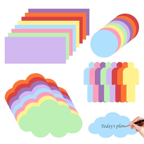 Moderationskarten Set 320 Stück Metaplankarten Set Bunte Moderationskarten Rund Mensch und Rechteckig Wolken Präsentationskarten Blanko Lernkarten für Moderationskoffer Präsentation und Vortrag
