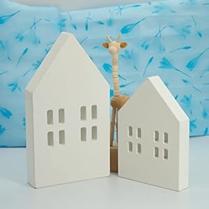 Generic House Shaped Wooden Sign Block Farmhouse Home Sign Cut Out Houses for Tiered Tray Decor 2 Pack White