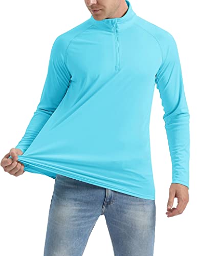 Tee Shirts Mens Long Sleeve Men's Sun Shirts Uv Protection Mens Rash Guard Shirt Men Fishing Shirts Athletic Shirts Rash Guard Shirts Men Ice Blue #TOP1