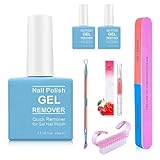 Removedor Esmalte Semipermanente de 3pcs, Quitaesmalte Gel 15 ml con Lima de Uñas, Aceite Cuticulas, Cepillo de Unas y Empujador de Cutícula, No Daña las Uñas, Se Quita Rápida y Fácilmente 3-6 Minutos