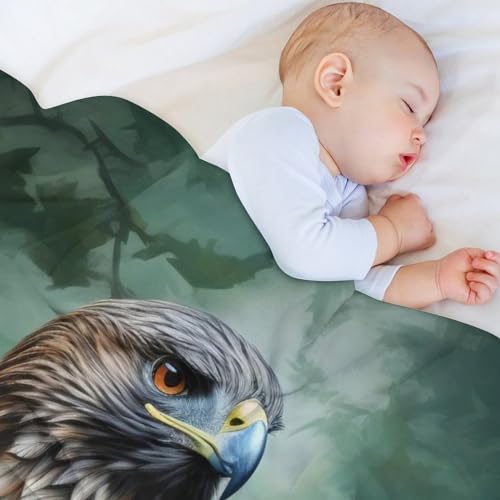 Couverture en flannel douce imprimé aigle plaid chaud pour l'hiver