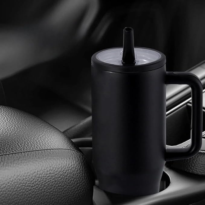 Image of Stainless Steel 1200 ml Vacuum Tumbler with Lid & Straw - Double‑Wall Insulated Cup for Travel, Gym & Office - Keeps Beverages Hot or Cold - 1.2 L Capacity (4TH Black)