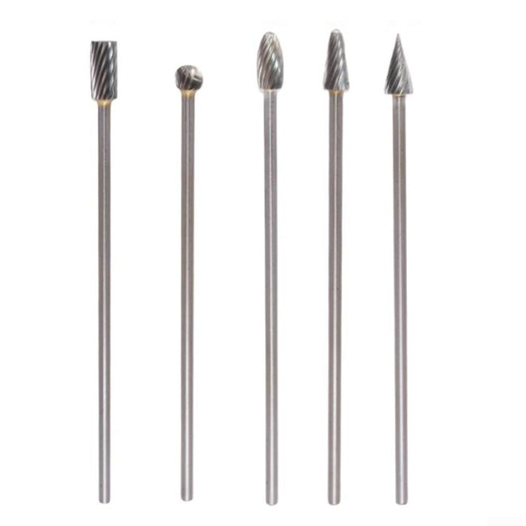 Rotary Burrs Set 5pcs Solid Carbide Single Cut 3x6x100mm Long Burr Tools for Rotary Applications Including Metal, Alloy, Marble, and Wood Processing (single cut)