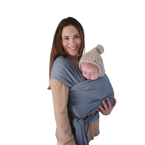Image of mushie Baby Wrap Carrier | Organic Cotton and Elastane | Infant Sling for Newborn and Babies 8-35 lbs (Tradewinds)