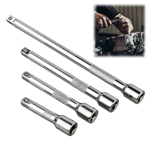 Image of 4PCS 1/4 Inch Drive Socket Extension Bar Set, Impact Socket Extension Set (50mm, 75mm, 100mm, 150mm), Spanner Extender Bar, Made from Chrome Vanadium Steel for Wrench Extenders, Sockets Wrench Ratchet
